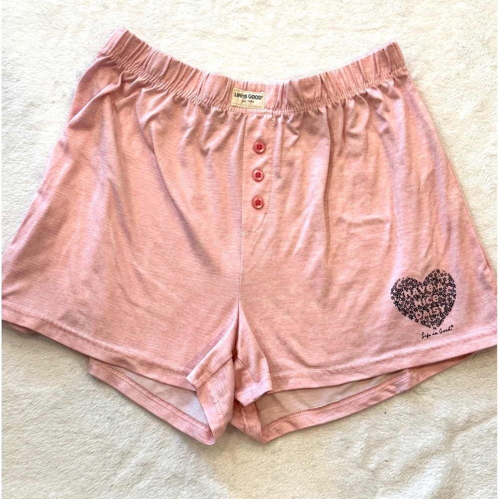 Life is Good Womens Pink Have A Nice Daisy Sleep Pajama Shorts Size Medium
